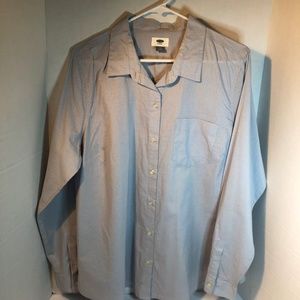 Old Navy Button Down Blue Shirt White Dots XL